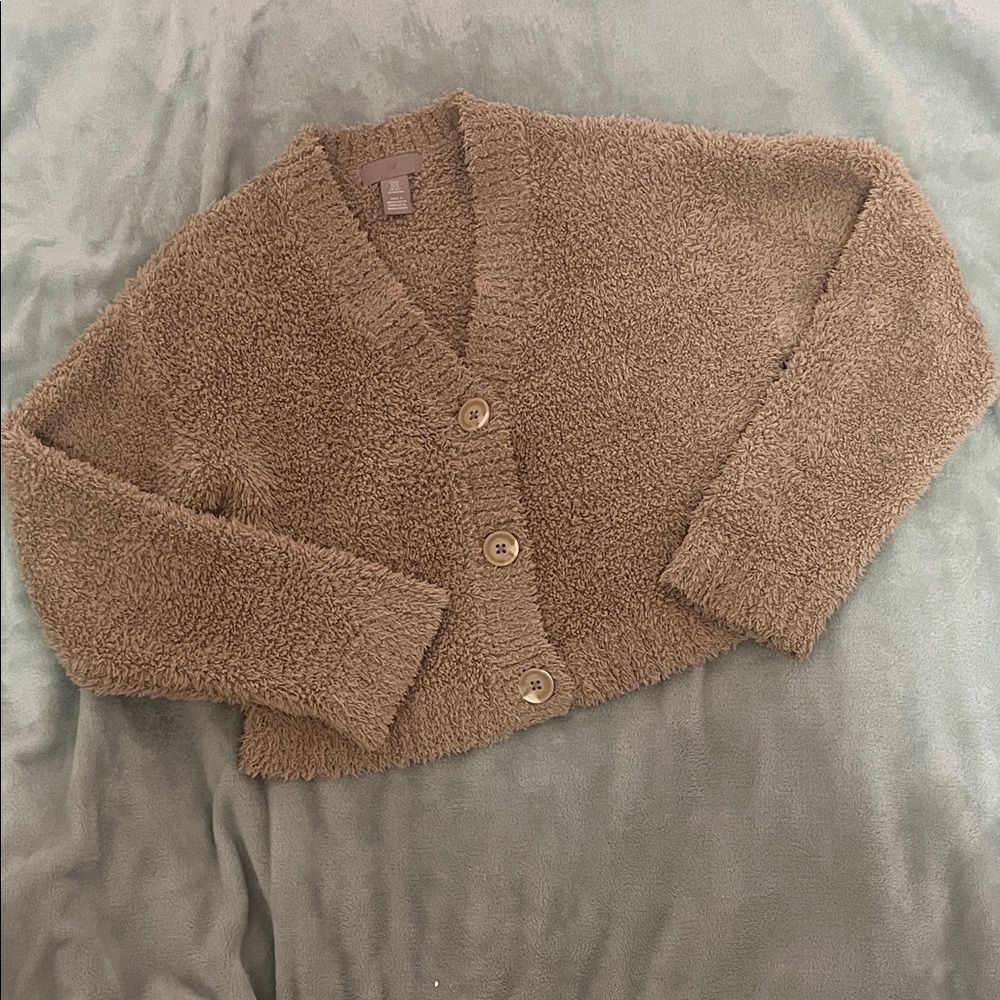 H&M Cozy Tan Teddy Bear Cardigan and Pants Lounge Set - Picture 2 of 4